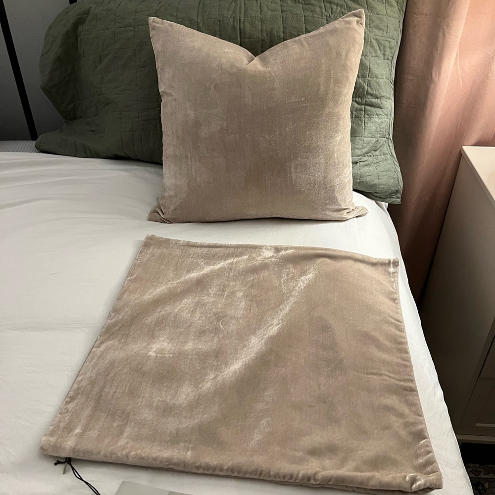 West Elm - Lush Velvet, Beige‎ 20x20 Pillow Covers - Set of 2
